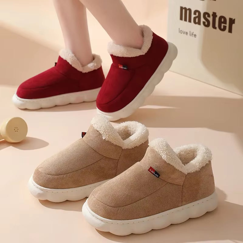 Winter Women Shoes Casual House Shoes for Men 2025 Outdoor Warm Cotton Shoes for Women Indoor Plush Padded Slippers Female