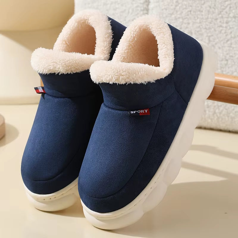 Winter Women Shoes Casual House Shoes for Men 2025 Outdoor Warm Cotton Shoes for Women Indoor Plush Padded Slippers Female